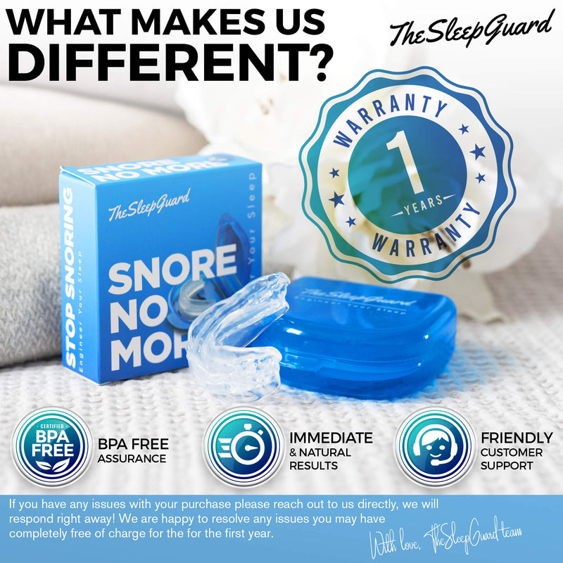 TheSleepGuard | Stop Snoring Solution Mouth Guard x1 | Sleep Aid and Snore Stopper | Best Anti Snoring Device, Mouthpiece & Gum Shield | Anti Snore Relief | Restful Sleep at Night for Men and Women - BeesActive Australia