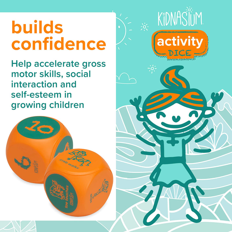Kidnasium Exercise Dice & Activity Coins, Soft Foam 6-Sided Movement Dice Fun Educational Classroom Gym Learning Game for Active Boys & Girls Ages 4 and Up - BeesActive Australia