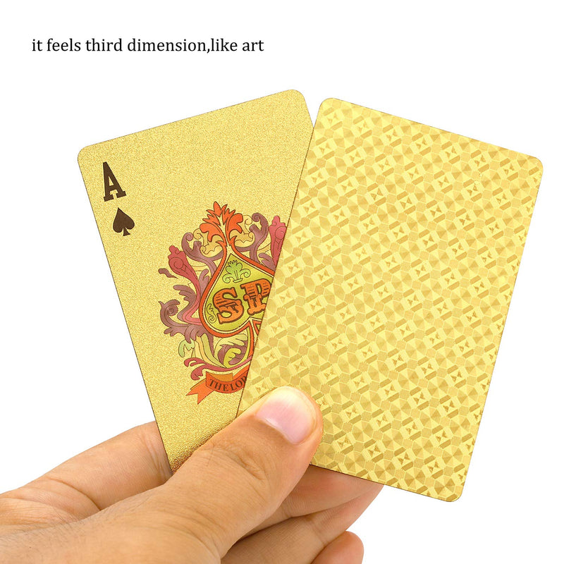 EAY Deck of Cards, Gold Deck of Cards, Gold Playing Cards, Gold Waterproof Playing Cards, Waterproof Playing Cards, Poker Cards, Deck of Waterproof Cards, Washable Flexible, Use for Party and Game - BeesActive Australia