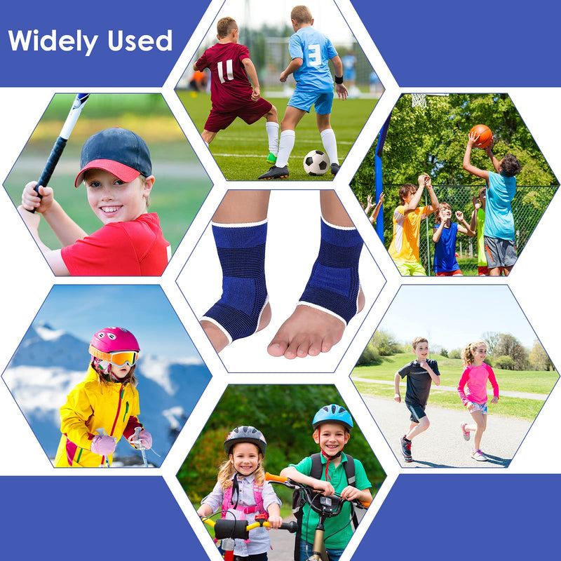 4 Pieces/ 2 Pair Kids Ankle Support Compression Kid Ankle Brace Elastic Kids Compression Socks Knitted Ankle Support Brace Ankle Sleeve for Jogging Running Walking Fitness (10-15 Years, Dark Blue) 10-15 Years - BeesActive Australia