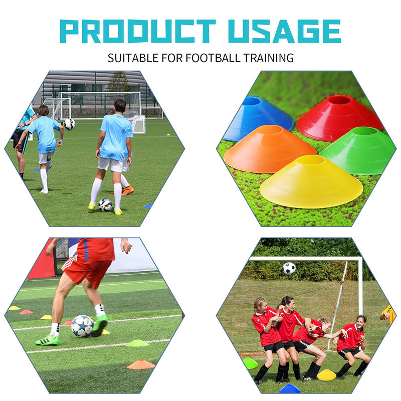 Jyongmer 30 Pcs Disc Cones Training Cones Agility Soccer Cones with Carry Bag for Training, Football, Basketball, Kids, Sports, Field Cone Markers and Other Sports and Games (Thickened Version 22g) - BeesActive Australia