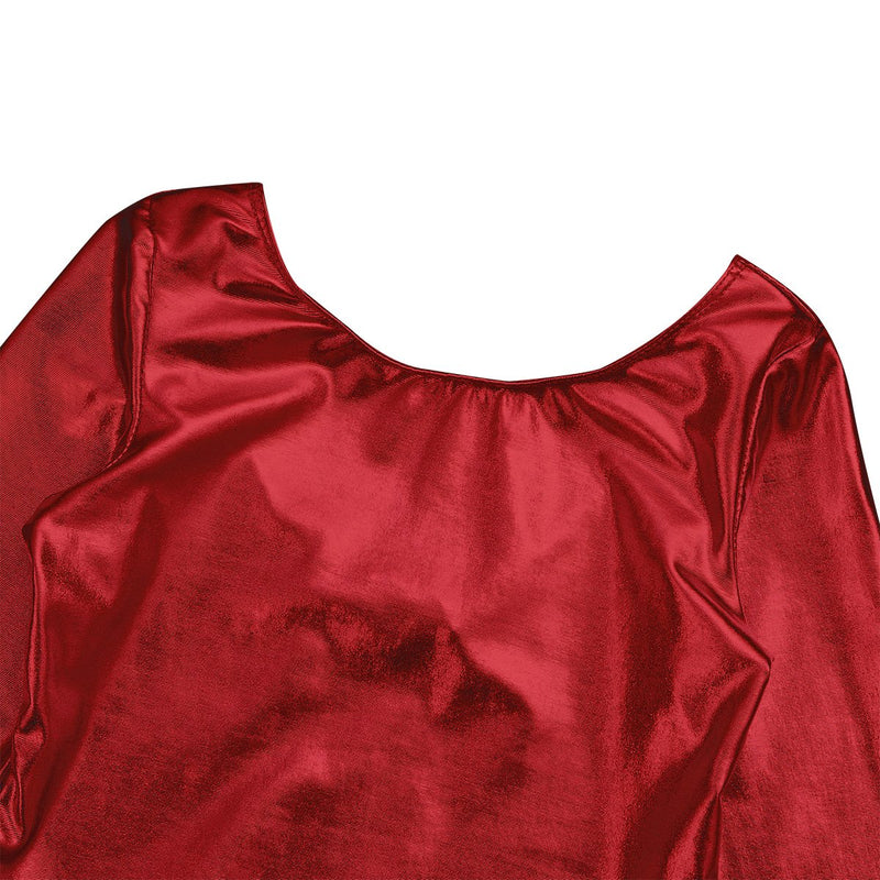 [AUSTRALIA] - Agoky Girls Metallic Leather Sleeveless Leotard Ballet Dance Gymnastics Jumpsuit 7-8 Red Long Sleeves 