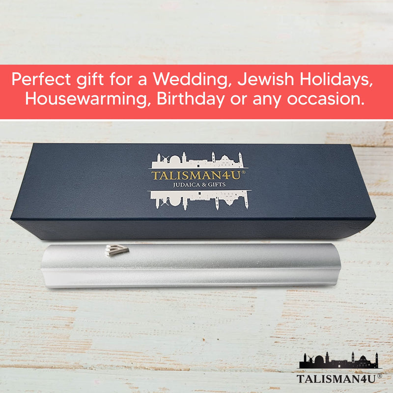 TALISMAN4U Silver Aluminum Mezuzah with Scroll 3D Metal Shin Classic Mezuzah Case for Door Israel Judaica Gift (12 cm / 5 inch) 12 cm / 5 inch - BeesActive Australia