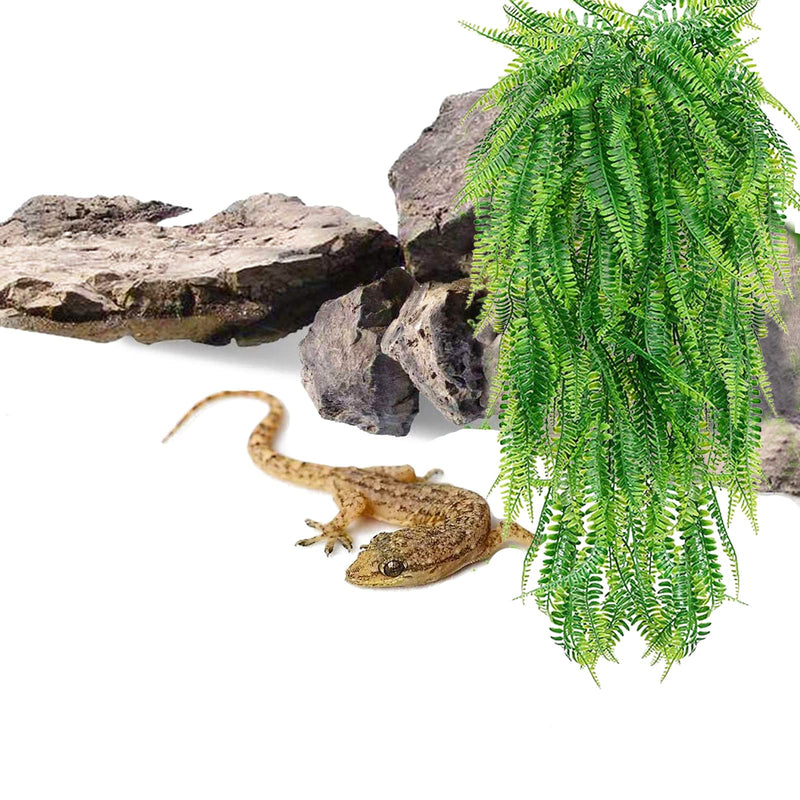 Woyrise 2Pack Reptile 31 inches Plants Bearded Dragon Tank Accessories Hanging Plastic Terrarium Plants with Suction Cup for Lizards,Geckos,Snake,Hermit Crab Tank Habitat Decor(Green Fern) 2 Pack Green Fern - BeesActive Australia