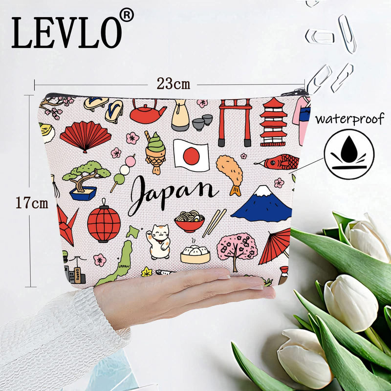 LEVLO Japan Travel Pouch Bag Japan Souvenir Gift Japan Theme Zipper Pouch Bag Japanese Trip Gift (Japan) - BeesActive Australia