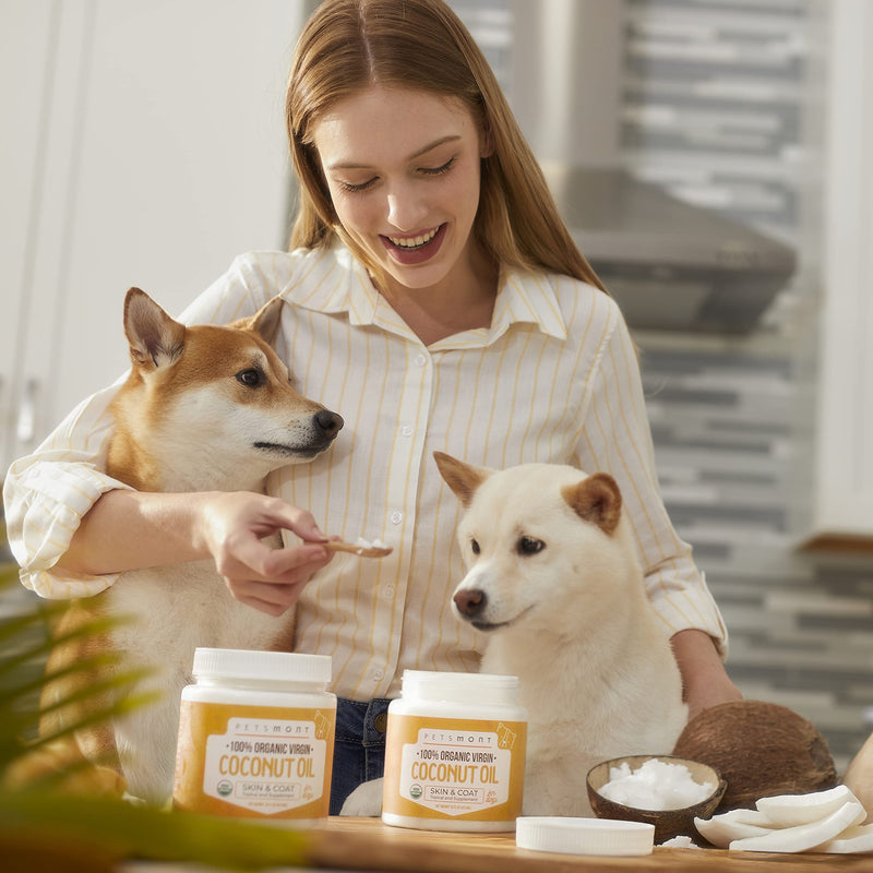 Petsmont Organic Coconut Oil for Dogs 16 fl oz - Skin and Coat Virgin Lotion Raw Certified Extra Superfood Supplement Anti Itch Hot Spot Treatment Dry on Elbows Nose Natural Digestive Immune Support - BeesActive Australia