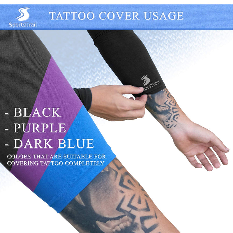 Cooling Arm Sleeves for Men & Women – Sports Arm Sleeve and Tattoo Sleeve Covers by SportsTrail Black 1 Pair - BeesActive Australia