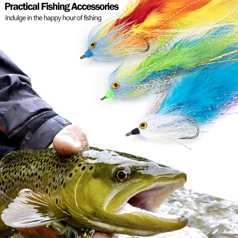 THKFISH Fly Fishing Flies Hook Streamer Fly Fishing Lures Trout Streamers Fly Fishing Flies Dry Flies/Wet Flies 2 Pack Set C: Blue *2 - BeesActive Australia