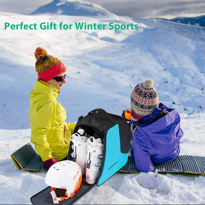 PENGDA Ski Boot Bag -Ski Boots Snowboard Boots Bag Waterproof Travel Boot Bag for Ski Helmets, Goggles, Gloves, Ski Apparel & Boot Storage(2 Separate Compartments) Black Blue - BeesActive Australia