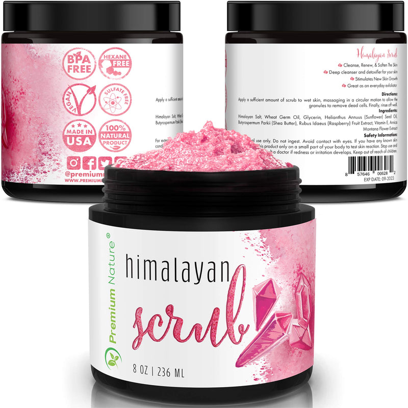 Himalayan Salt Exfoliating Body Scrub - Face Hand Lip Foot & Body Shower Scrub with Pink Sea Salt Essential Oil Acne Scar Treatment Natural Skin Care Exfoliator Mens Facial Scrubber Cellulite Remover - BeesActive Australia