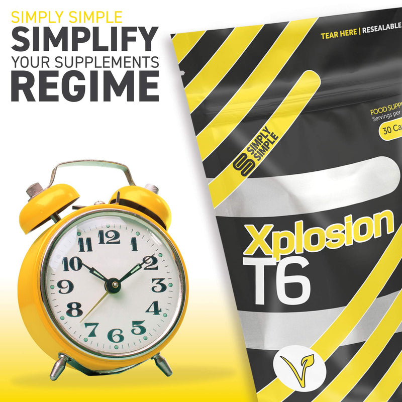 Simply Simple T6 Xplosion Fat Burners Vegetarian Safe Slimming & Diet Food Supplements | Increases Metabolism & Energy with Added Vitamin B, Vitamin D & Caffeine Weight Loss Pills Made in UK 30 Count (Pack of 1) - BeesActive Australia