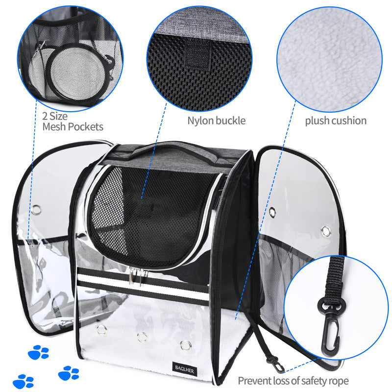 BAGLHER Pet Carrier Backpack,Ventilated Design,Pet Travel Backpack with Comfortable Shoulder Straps,Thicker Bottom Support,Two-Way Entrance Pet Carrier Backpack. Grey - BeesActive Australia