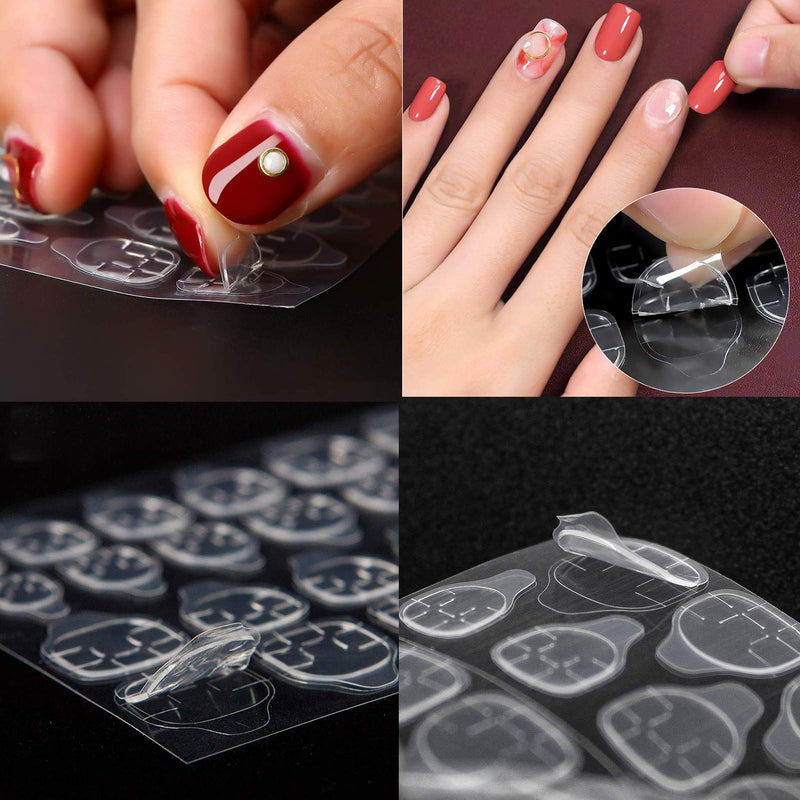 Wonfirst 480pcs Double-Side Transparent Flexible Nail Glue Stickers Jelly Gel Adhesive Tabs for Acrylic False Nails Tips Manicure Tape (20 Sheets) - BeesActive Australia