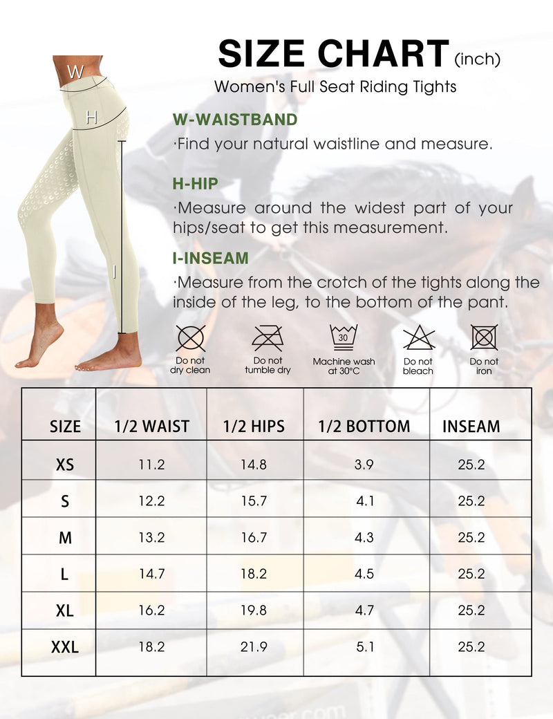 FitsT4 Women's Full Seat Riding Tights Active Silicon Grip Horse Riding Tights Equestrian Breeches Black X-Large - BeesActive Australia