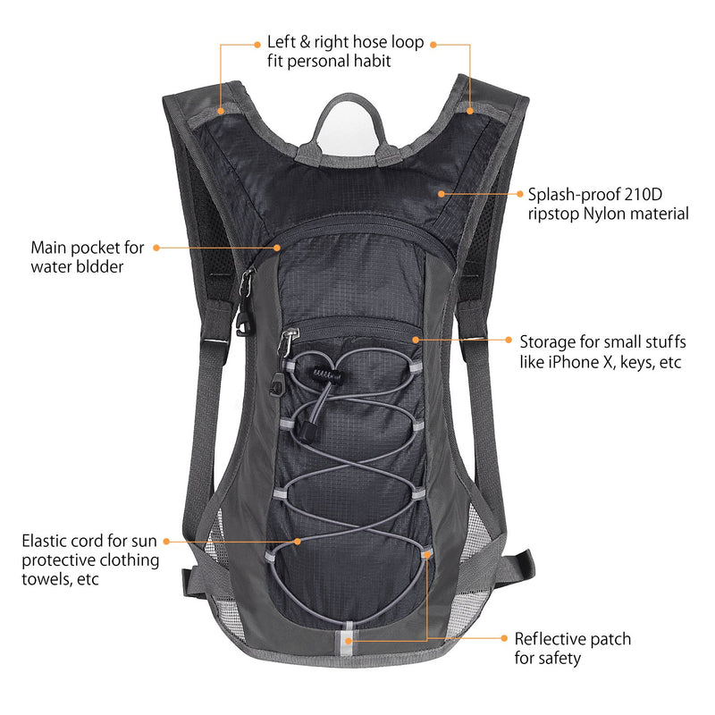 Unigear Hydration Pack Backpack with 70 oz 2L Water Bladder for Running, Hiking, Cycling, Climbing, Camping, Biking Black - BeesActive Australia