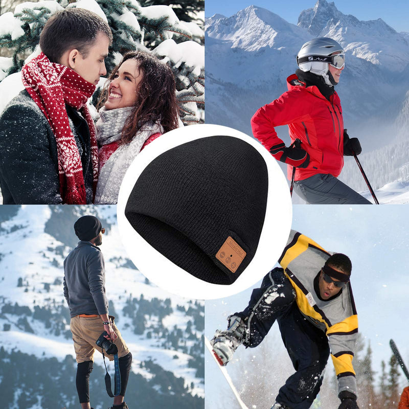 Bluetooth Beanie-Mens Gifts Bluetooth Hat,Gifts for Women,Built-in HD Stereo Speakers with Rechargeable USB Unique Birthday Chrastmas Gifts for Men Women Running Cap for Winter Fitness Outdoor Sports - BeesActive Australia
