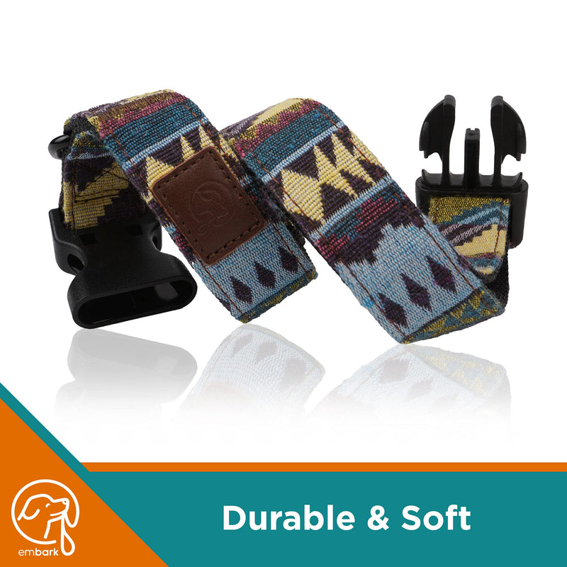 Embark Urban Dog Collar for Large, Medium, & Small Dogs - Durable Collars for Male & Female Dogs - Thick Nylon Material & Hardware - Leather Embossed Aztec - BeesActive Australia