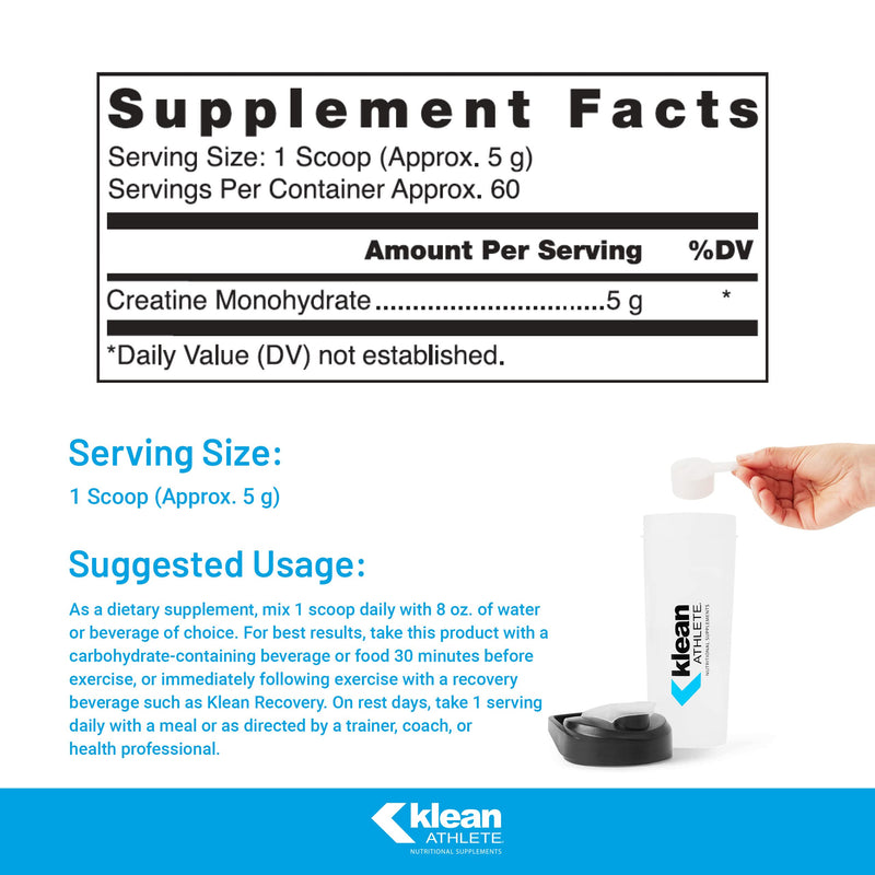Klean Athlete - Klean Creatine - Supports Muscle Strength, Performance, and Recovery from Strenuous Exercise* - NSF Certified for Sport - Unflavored - 11.1 oz (315 g) - BeesActive Australia
