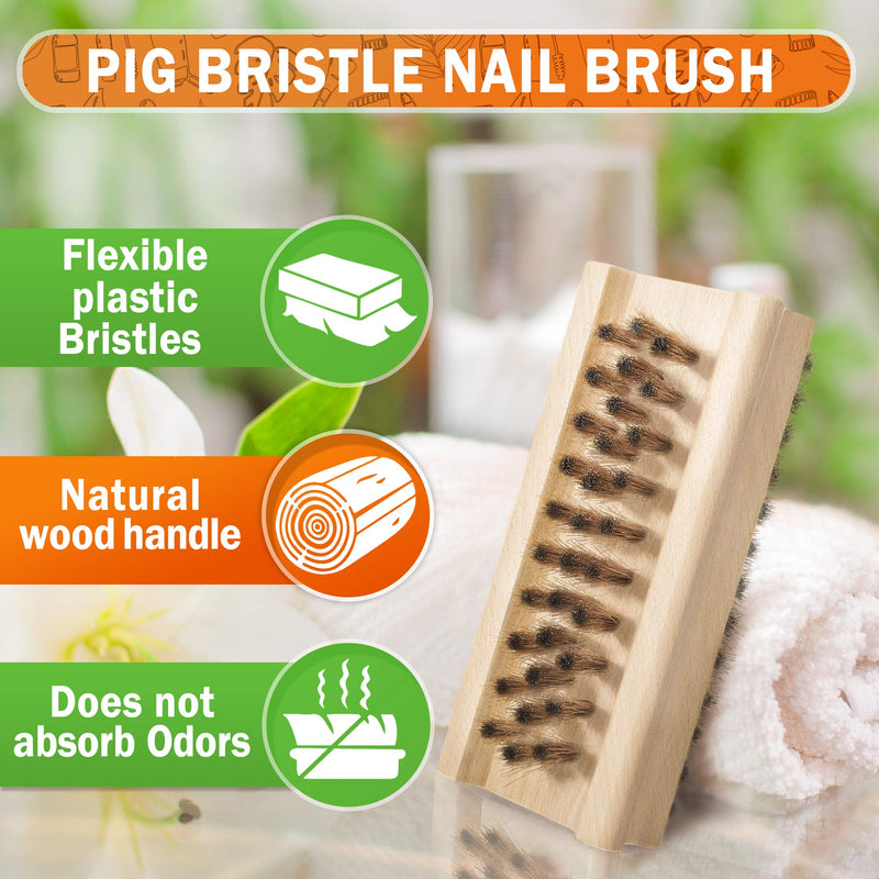 Konex Non-Slip Wooden Two-sided Hand and Nail Brush with Pig Bristle - BeesActive Australia