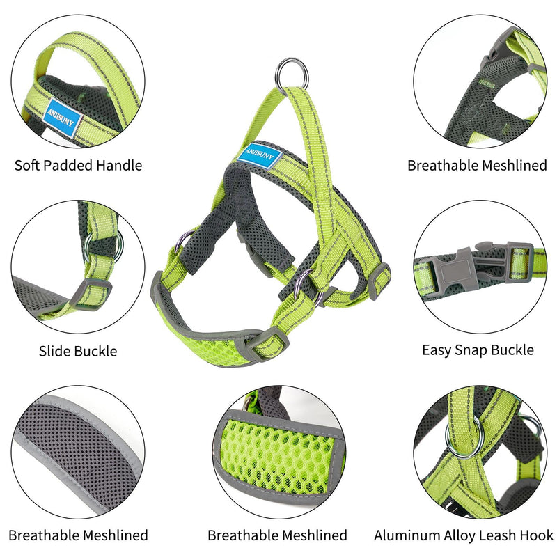 No Pull Dog Harness Adjustable Reflective Breathable Vest Harness Puppy Vest Step-in Dog Vest Soft Mesh Padded Pet Harness with Easy Control Handle for Small to Medium Dogs Yellow XS - BeesActive Australia