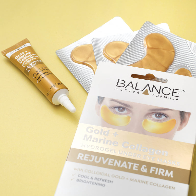 Balance Active Formula Gold & Marine Collagen Hydrogel Under Eye Masks (3 pack) Instantly Cool, Refresh & Revive Tired-Looking Eyes. Cruelty Free. - BeesActive Australia