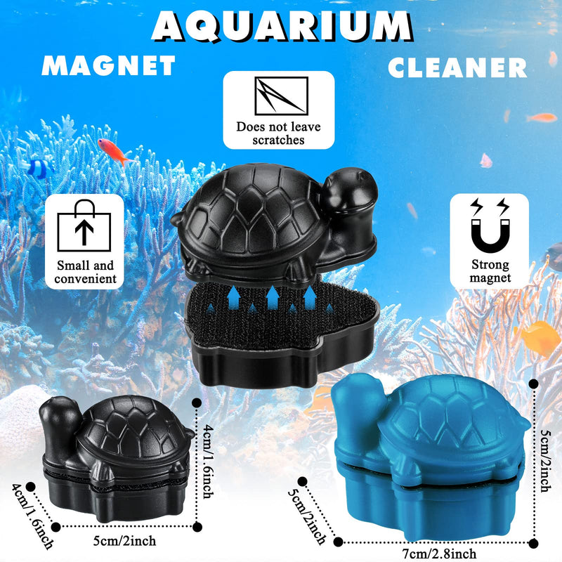 2 Pcs Algae Cleaning Scrapers Aquarium Tank Glass Brush Small Aquarium Magnet Cleaner Fish Tank Algae Cleaner Magnetic Aquarium Glass Cleaner for Fish Tank Cleaning Tortoise Blue, Coffee Black - BeesActive Australia