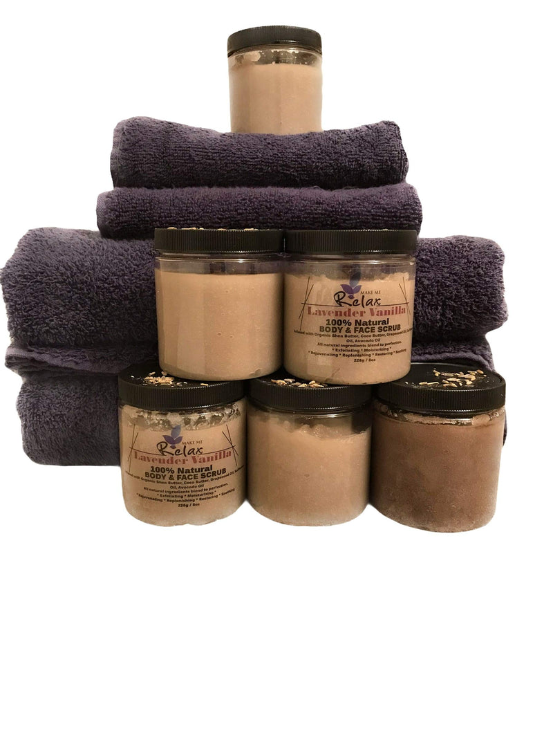 Make Me Relax - Lavender Vanilla, 8oz, Body & Face Sugar Scrub - 100% Natural - Hydrating & Polishing For Your Skin. (INCLUDES EXFOLIATING GLOVE) - BeesActive Australia