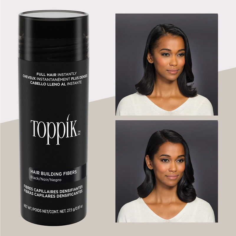 Toppik Hair Building Fibres Powder, Black, Keratin-Derived Fibres for Naturally Thicker Looking Hair, 27.5g - BeesActive Australia