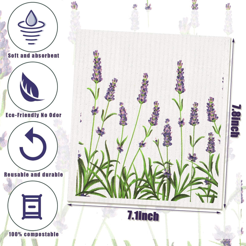 Remagr Swedish Kitchen Dish Towels Wildflowers Reusable Sponge Cleaning Cloths Absorbent Quick Drying Washable Cleaning Wipes No Odor Hand Towel (6) 6 - BeesActive Australia