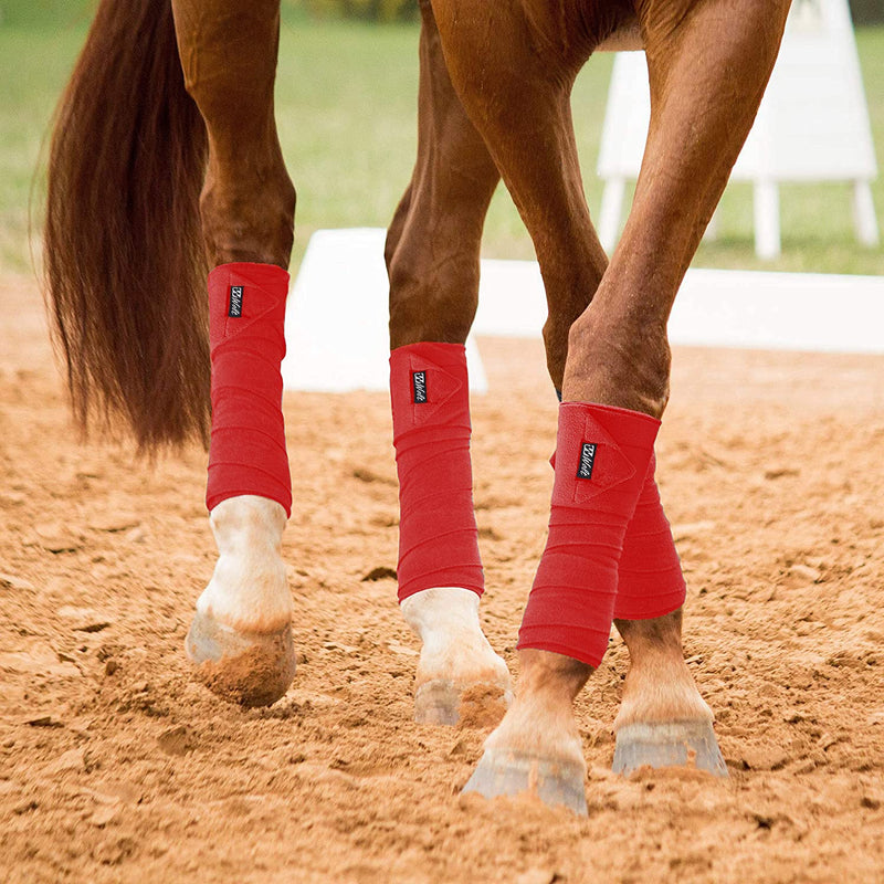 STORMER Horse Polo Leg Wraps Soft Fleece Leg Bandage Set of 4 Red - BeesActive Australia