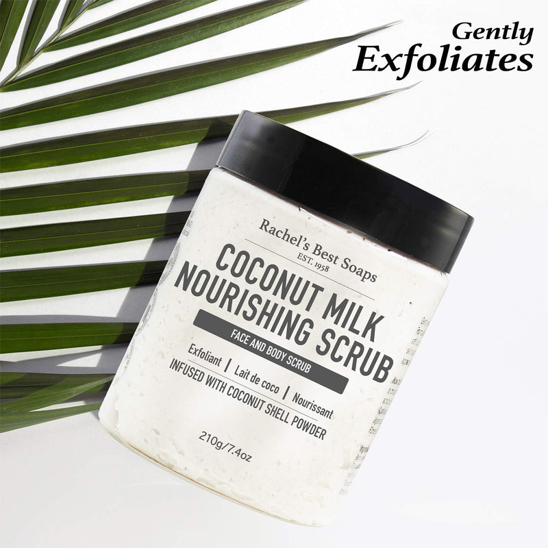 Coconut Face and Body Scrub - Coconut Scrub with Shea Butter and Beeswax - Coconut Milk Exfoliating Scrub with Sea Salt - 210g / 7.4oz - BeesActive Australia
