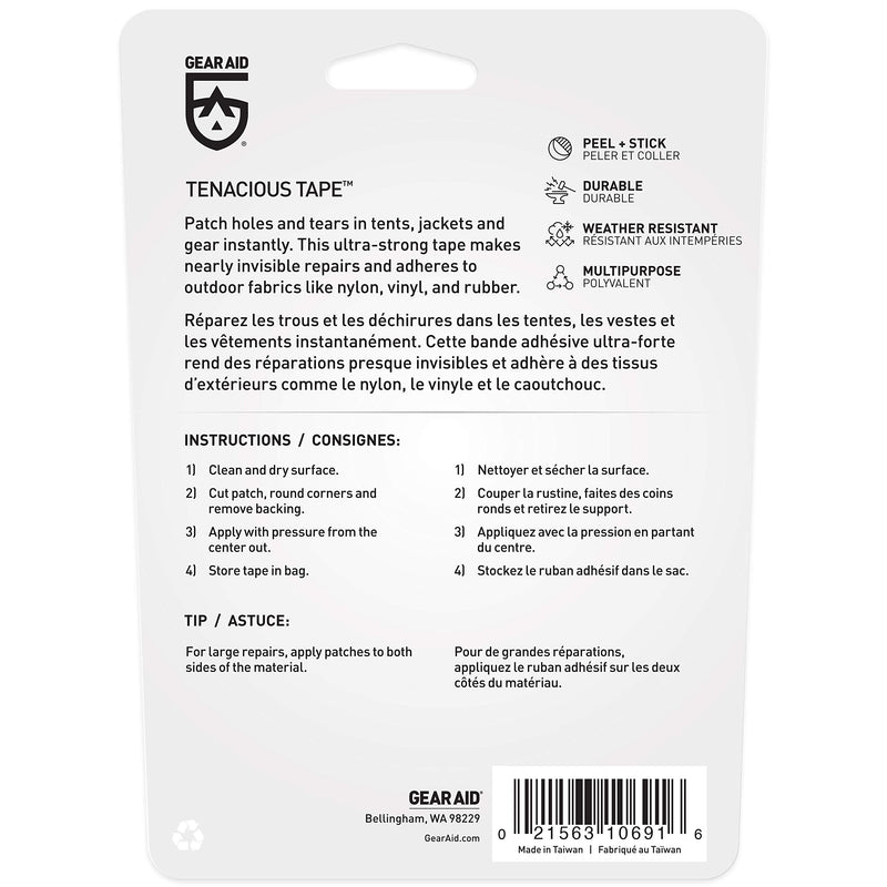 GEAR AID Tenacious Tape Fabric and Vinyl Outdoor Camping Gear Repair Tape, 3” x 20” Clear 1 Pack - BeesActive Australia