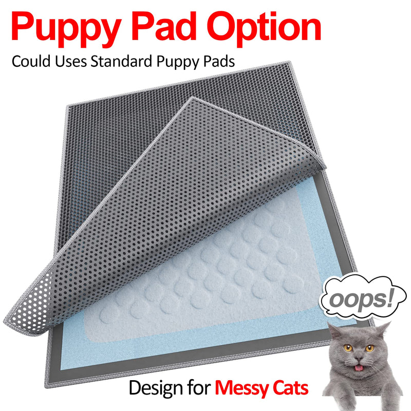 Waretary Cat Litter Mat, Pretty Litter Box Trapping Mat, 36" X 30"/30"x 24"Inch Honeycomb Double Scatter Control Layer Mat for Kitty, Urine & Waterproof, Washable, Easy Clean Grey 36"x 30" - BeesActive Australia