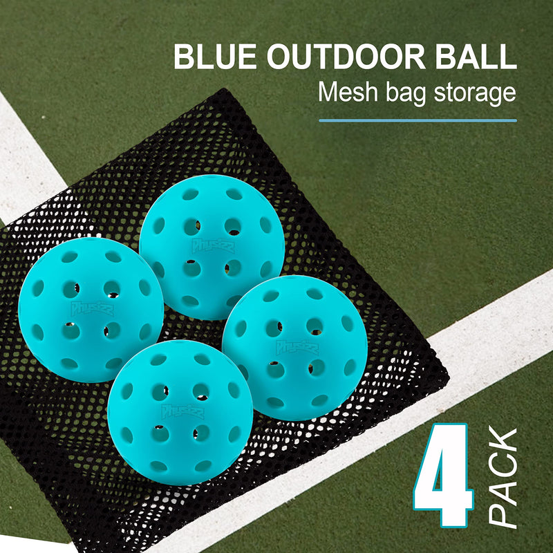 Pickleballs | PHYSIZZ Pickleball Balls | Outdoor or Indoor Pickle Ball Set | USAPA Approve Pickleball 4 Blue Outdoor Pickleball - BeesActive Australia