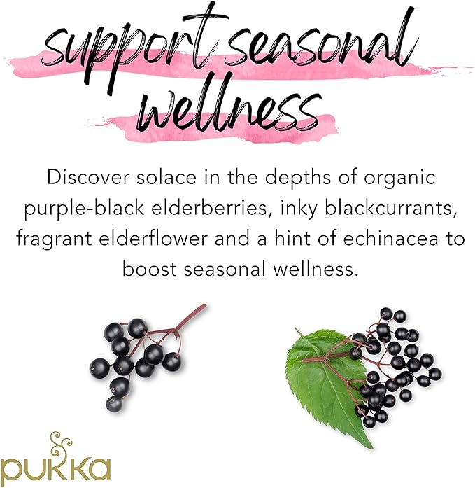 Pukka Herbs - Elderberry and Echinacea of Organic Herbal Tea by Elderflower - 20Sachet(s) - BeesActive Australia