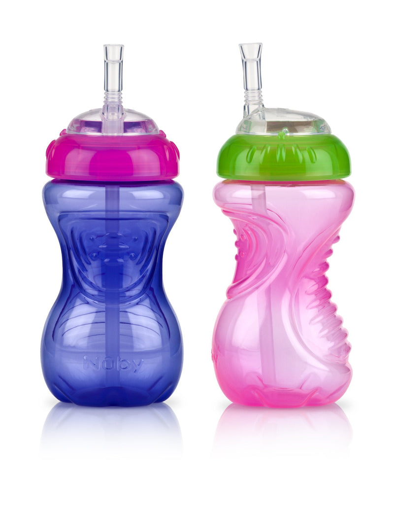 Nuby 2-Pack No-Spill Cup with Flex Straw, 10 Ounce, Colors May Vary A. Colors May Vary - BeesActive Australia