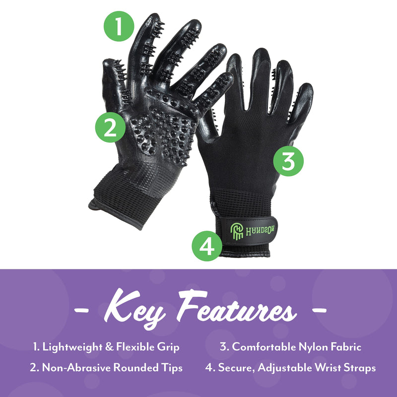 HandsOn Pet Grooming Gloves - Patented #1 Ranked, Award Winning Shedding, Bathing, & Hair Remover Gloves - Gentle Brush for Cats, Dogs, and Horses Grey Medium (Pack of 1) - BeesActive Australia