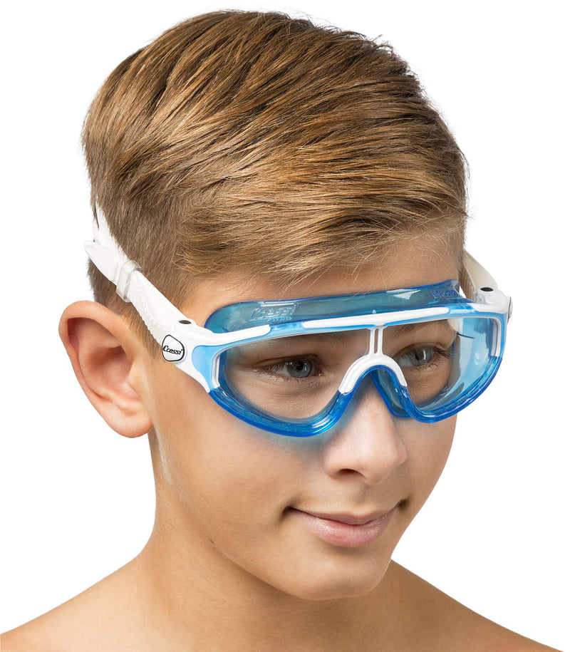 Cressi Wide View Swim Mask for Kids Aged 2, 3, 4, 5, 6, 7 Years Old | Baloo Made in Italy Blue/White - BeesActive Australia