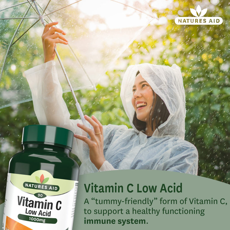 Natures Aid Vitamin C Low Acid Tablets 1000mg Pack of 90 Vitamin C Low Acid 1000mg, 90 Tablets - BeesActive Australia
