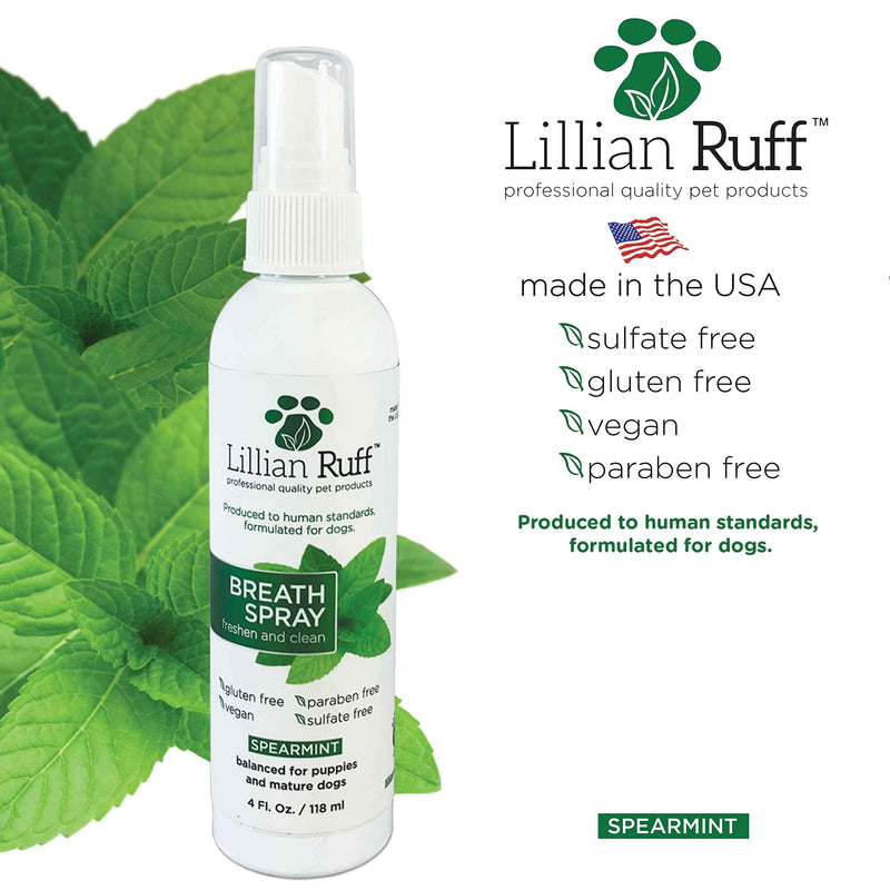 Lillian Ruff Dog Breath Freshener Dental Care Spray - Dog Oral Health Teeth Cleaning Formula Targets Bad Dog Breath, Plaque & Tartar Build-Up, Supports Oral Care, Gum Health & Immune System. 4oz - BeesActive Australia