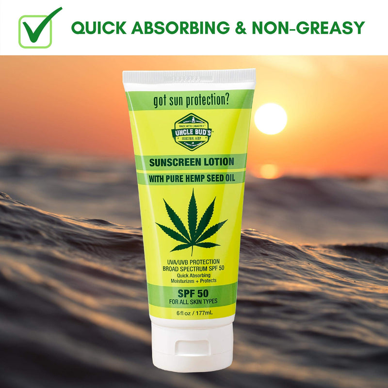 Uncle Bud's Sunscreen Lotion SPF50 with pure Organic Hemp Seed Oil - BeesActive Australia