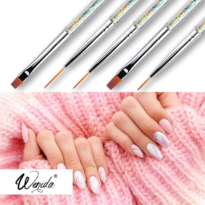 Nail Brush Wenida 5 Pieces Luminous Liner Acrylic Brushes Point Drill Dotting Pen Double-ended Nail Art Manicure Tools colorful - BeesActive Australia