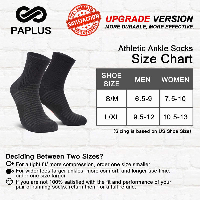 Compression Running Ankle Socks for Men and Women (6 Pairs), Quarter Athletic Socks for Running, Cycling, Golf, Work Black/White/Gray (2 Pairs Per Each Color) Large-X-Large - BeesActive Australia