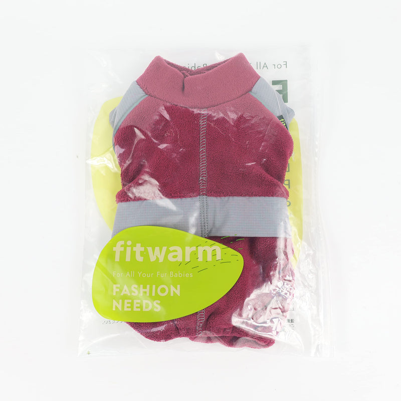 Fitwarm 4 Legs Fleece Dog Sweater with Reflective Stripe, Dog Winter Clothes for Small Dogs, Athleisure Pet Jumpsuit, Cat Apparel Medium Red - BeesActive Australia