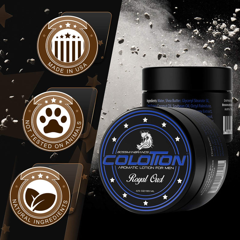 Bossman Colotion - 2 in 1 Men's Lotion and Cologne - Moisturizer and Hydrating Scented Body Lotion - Beard Softener Cream for Men (Royal Oud) Royal Oud - BeesActive Australia