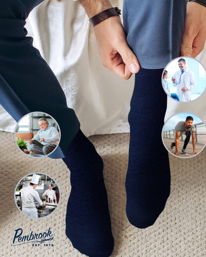 Pembrook Light Compression Socks for Men 8-15 mmHg | Graduated Compression Socks for Men Circulation Medium Solid Navy - BeesActive Australia