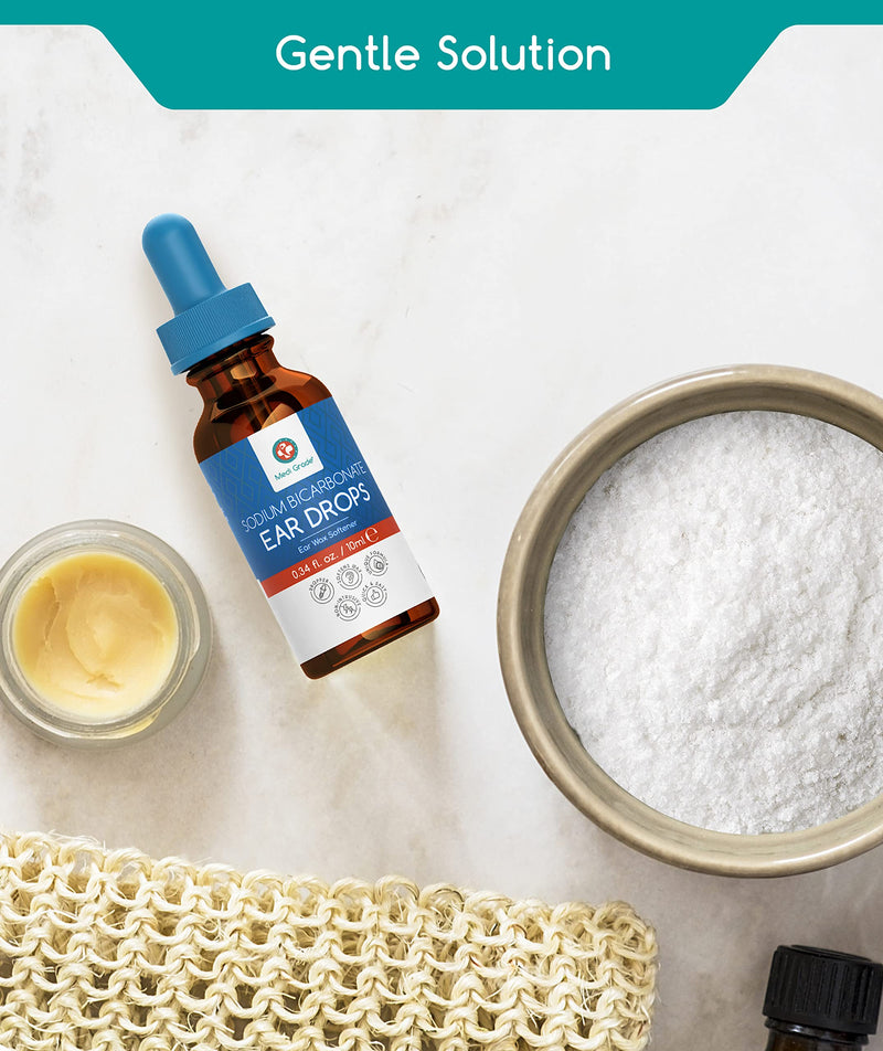 Medi Grade Sodium Bicarbonate Ear Wax Removal Drops, 10ml - 100% Natural Ear Cleaner Ear Wax Removal Kit Drops for Softening & Removing Earwax Buildup - Quick Action Ear Drops for Wax Ear Cleaning Kit - BeesActive Australia