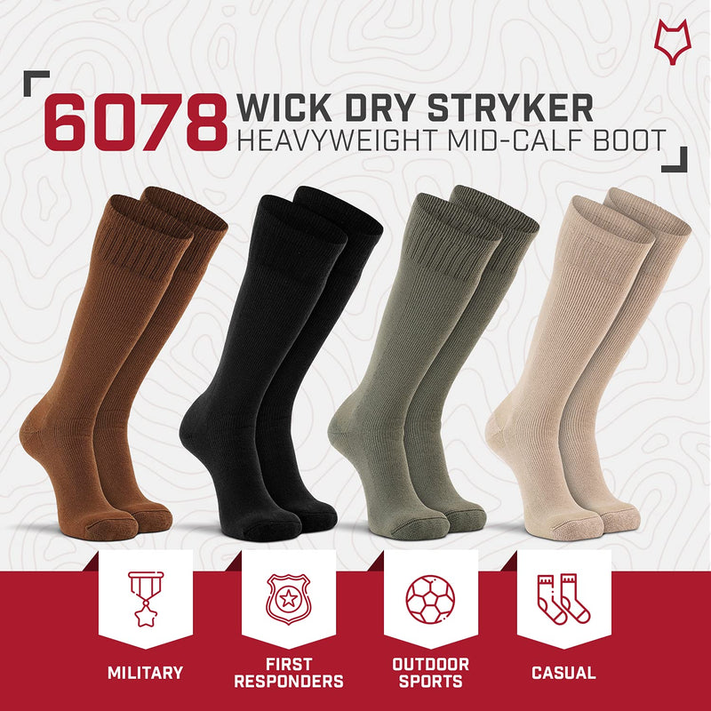 Fox River Wick Dry Socks for Men Extra Cushioned Mid Calf Boot Socks Black Large - BeesActive Australia
