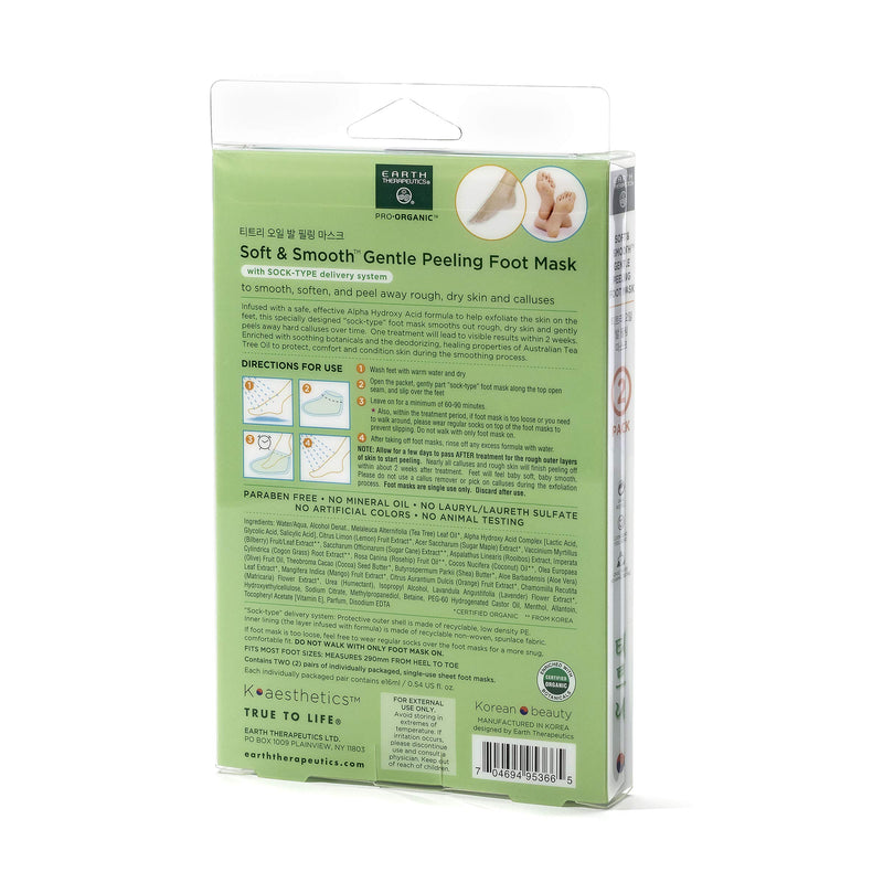 Earth Therapeutics Soft & Smooth Gentle Peeling Foot Mask - 2 Pairs - BeesActive Australia