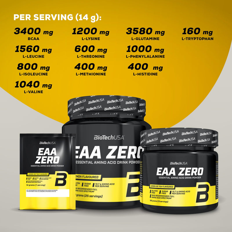 BioTechUSA EAA Zero - Essential Amino Acid Power | 7160mg EAA/serv. | WHO Recommended Ratio | Sugar-Free, Gluten-Free, 350 g, Pineapple-Mango - BeesActive Australia